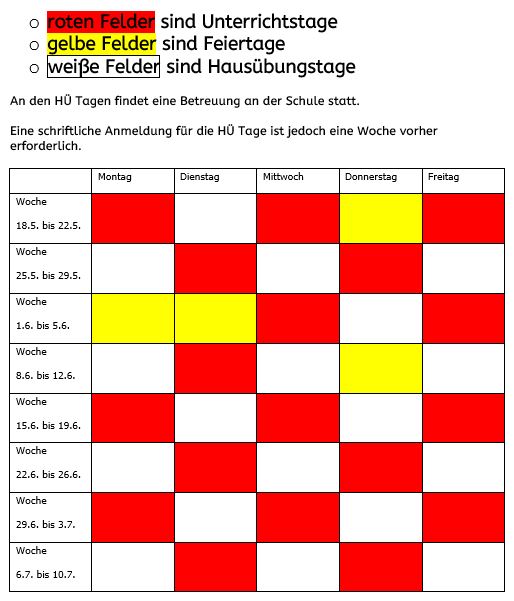 liste schultage